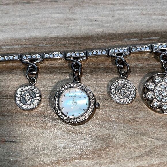 Ann Klein vintage rhinestones charm watch with extenders works with new battery main image 7